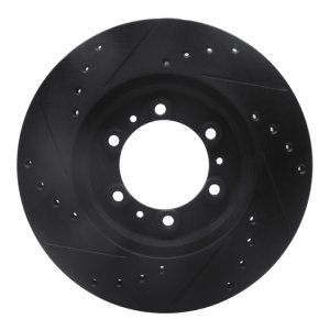 Acura SLX Brake Rotor (1) - Front Right - R1 Concepts - Drilled & Slotted - Black - `92-`02